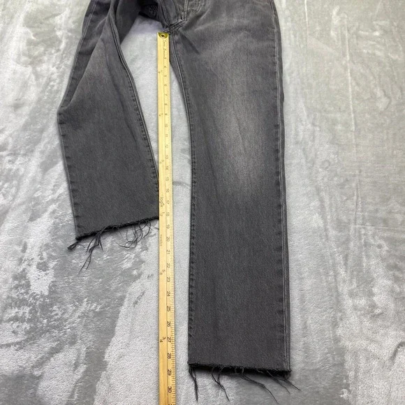 Levi's 501 Grey Wash Button Fly Straight Leg Distressed Hem Jeans Sz 27 Grunge - Picture 3 of 13